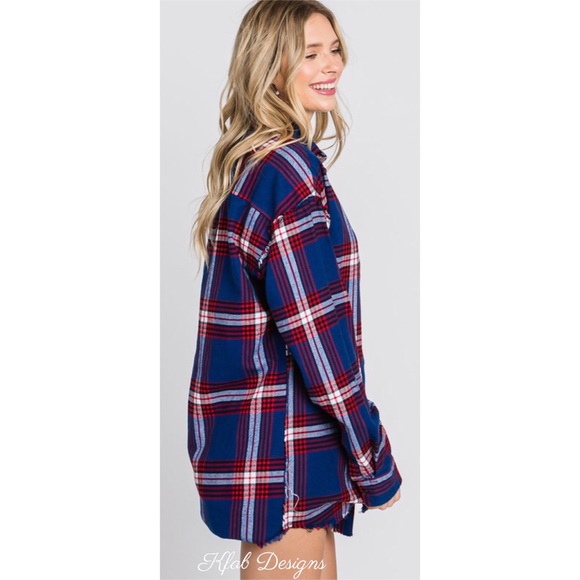 ❤️LAST 1! Soft Plaid Longline Cotton Button Down Shirt! - Picture 5 of 5